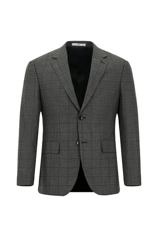  Koyu Füme Slim Fit Dar Kesim Kareli Takım Elbise