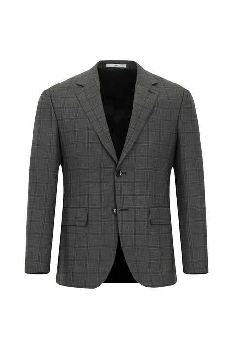 Koyu Füme 7 Drop Slim Fit Dar Kesim Kareli Takım Elbise