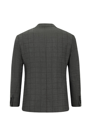  Koyu Füme Slim Fit Dar Kesim Kareli Takım Elbise