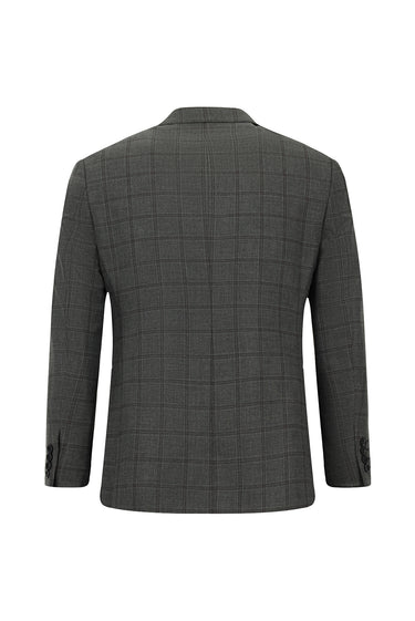 Koyu Füme Slim Fit Dar Kesim Kareli Takım Elbise