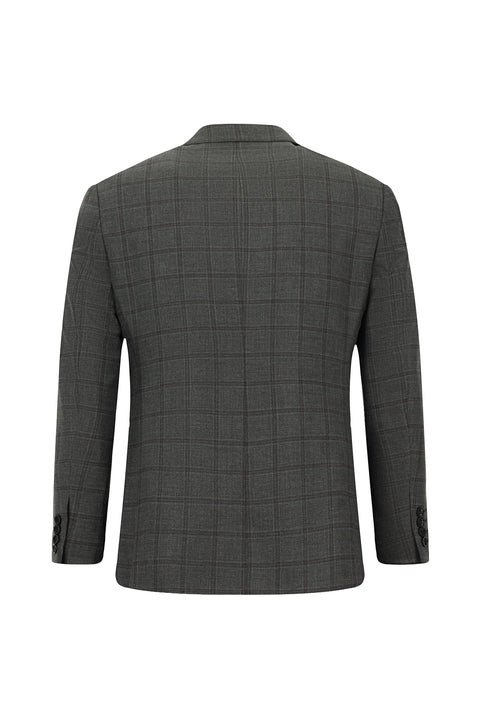 Koyu Füme 7 Drop Slim Fit Dar Kesim Kareli Takım Elbise