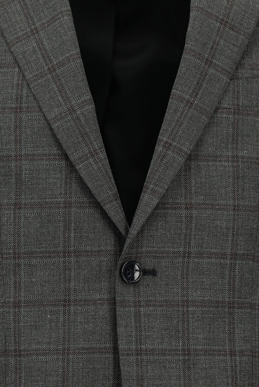  Koyu Füme Slim Fit Dar Kesim Kareli Takım Elbise