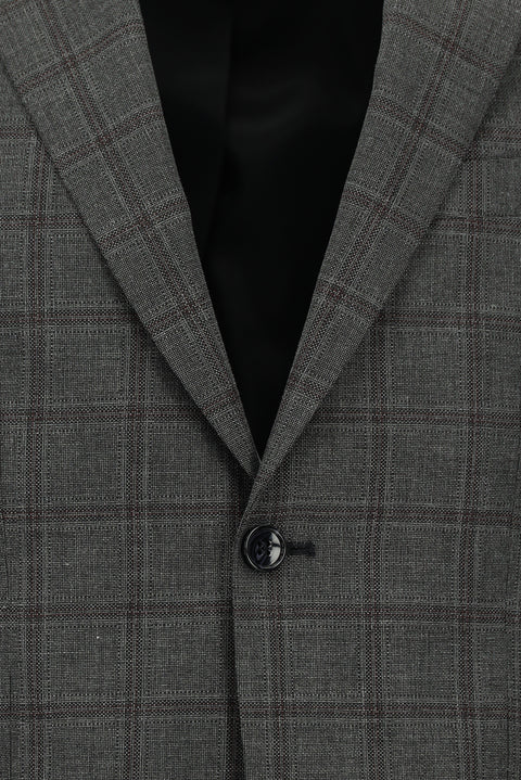 Koyu Füme 7 Drop Slim Fit Dar Kesim Kareli Takım Elbise