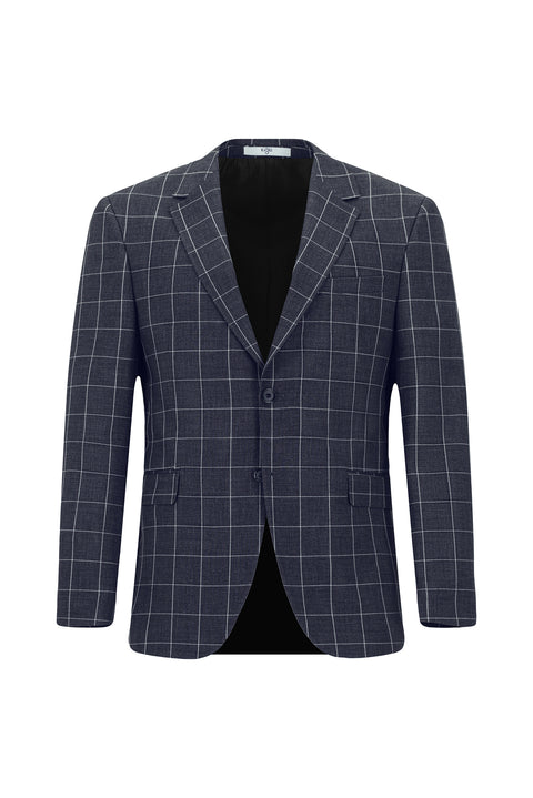 Koyu Lacivert 7 Drop Slim Fit Dar Kesim Kareli Kombinli Takım Elbise