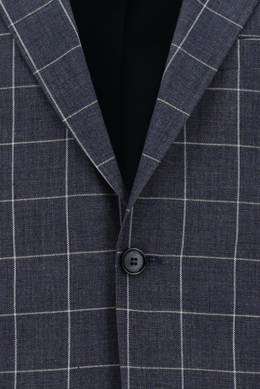 Koyu Lacivert Slim Fit Dar Kesim Kareli Kombinli Takım Elbise