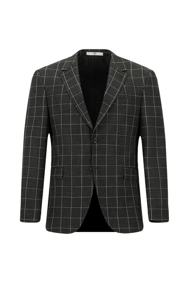 Koyu Antrasit Slim Fit Dar Kesim Kareli Kombinli Takım Elbise