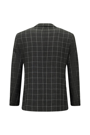 Koyu Antrasit Slim Fit Dar Kesim Kareli Kombinli Takım Elbise
