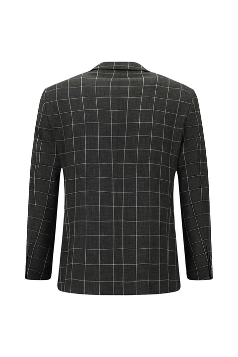 Koyu Antrasit 7 Drop Slim Fit Dar Kesim Kareli Kombinli Takım Elbise