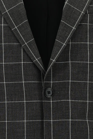 Koyu Antrasit Slim Fit Dar Kesim Kareli Kombinli Takım Elbise