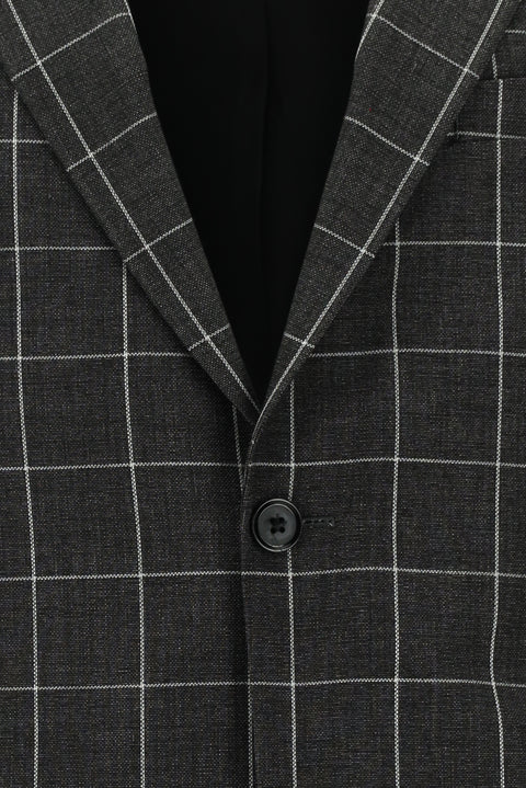 Koyu Antrasit 7 Drop Slim Fit Dar Kesim Kareli Kombinli Takım Elbise