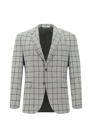  Orta Füme Slim Fit Dar Kesim Kareli Kombinli Takım Elbise