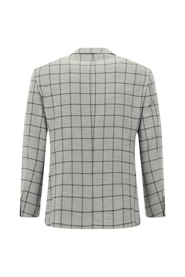  Orta Füme Slim Fit Dar Kesim Kareli Kombinli Takım Elbise