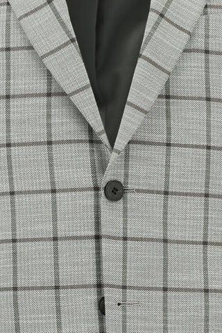  Orta Füme Slim Fit Dar Kesim Kareli Kombinli Takım Elbise