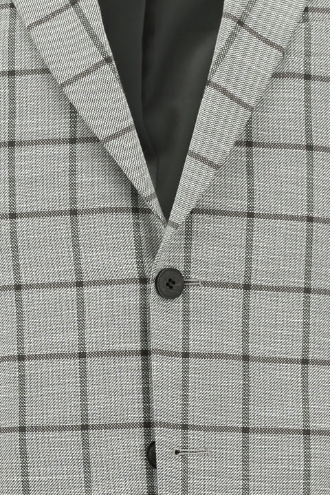 Orta Füme 7 Drop Slim Fit Dar Kesim Kareli Kombinli Takım Elbise