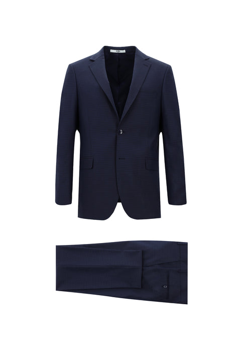 Orta Lacivert 6 Drop Regular Fit Standart Kesim Kareli Takım Elbise
