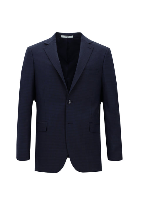 Orta Lacivert 6 Drop Regular Fit Standart Kesim Kareli Takım Elbise