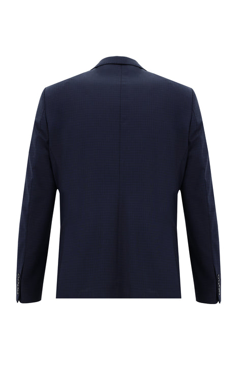 Orta Lacivert 6 Drop Regular Fit Standart Kesim Kareli Takım Elbise