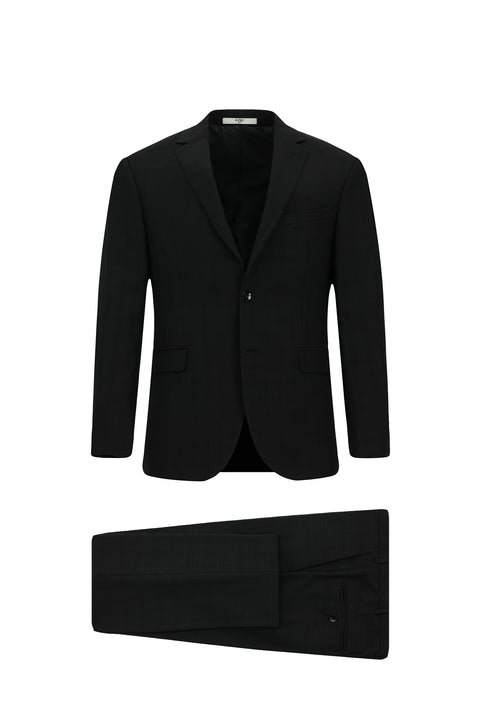 Siyah 7 Drop Slim Fit Dar Kesim Kareli Takım Elbise