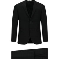 Black 6-Drop Regular Fit Standard Cut Plaid Suit
