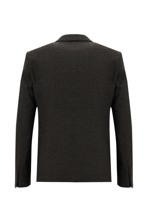 Koyu Kahve 7 Drop Slim Fit Dar Kesim Kombinli Yelekli Takım Elbise