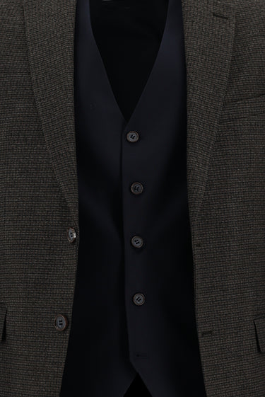 Koyu Kahve Slim Fit Dar Kesim Kombinli Yelekli Takım Elbise