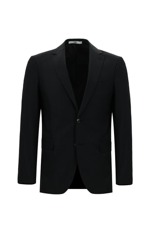  Siyah Regular Fit Yünlü Klasik Desenli Takım Elbise