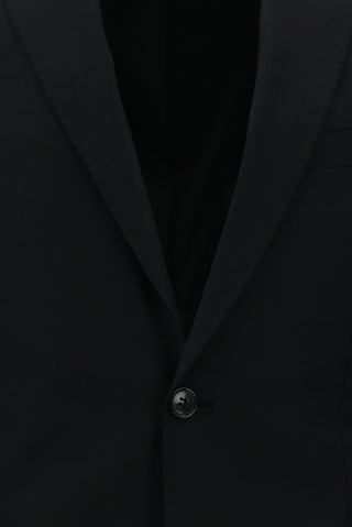  Siyah Regular Fit Yünlü Klasik Desenli Takım Elbise