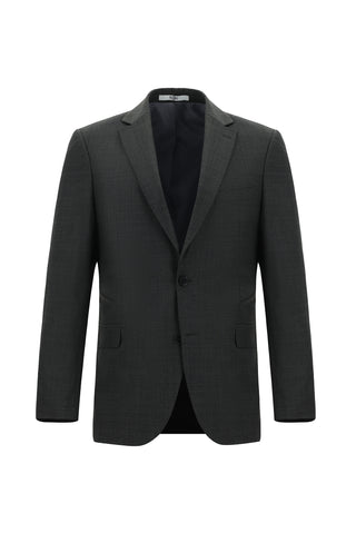  Orta Antrasit Regular Fit Yünlü Klasik Desenli Takım Elbise