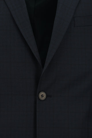  Petrol Yeşili Regular Fit Kareli Yünlü Klasik Takım Elbise