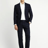 Siyah 4 Drop Relaxed Fit Rahat Kesim Ekose Takım Elbise