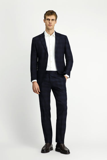  Siyah Slim Fit Dar Kesim Ekose Klasik Takım Elbise