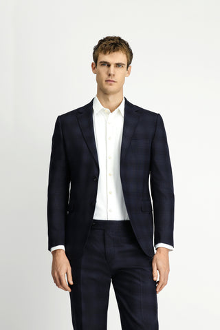  Siyah 7 Drop Slim Fit Dar Kesim Ekose Takım Elbise