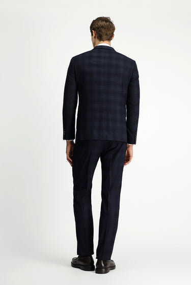 Siyah Slim Fit Dar Kesim Ekose Klasik Takım Elbise