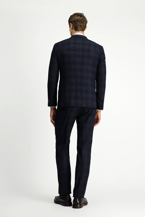 Siyah 7 Drop Slim Fit Dar Kesim Ekose Takım Elbise