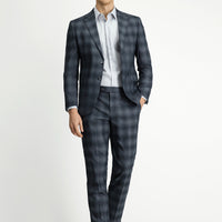 Orta Füme 4 Drop Relaxed Fit Rahat Kesim Ekose Klasik Takım Elbise