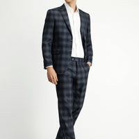 Dark Gray 7 Drop Slim Fit Plaid Suit