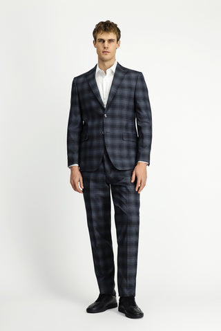  Koyu Füme 7 Drop Slim Fit Dar Kesim Ekose Takım Elbise
