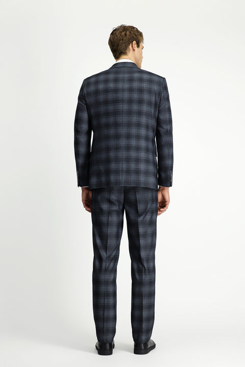 Dark Gray 4-Drop Relaxed Fit Plaid Suit