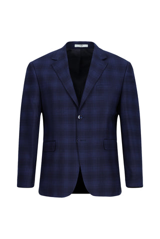  Orta Lacivert 7 Drop Slim Fit Dar Kesim Ekose Tak?m Elbise-Ki??l?