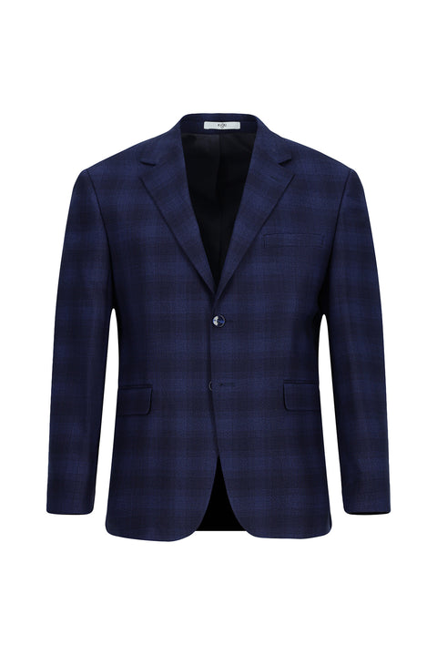 Medium Navy 7 Drop Slim Fit Plaid Suit