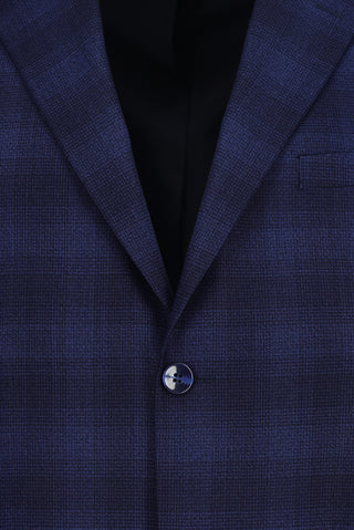  Orta Lacivert Relaxed Fit Rahat Kesim Ekose Klasik Takım Elbise