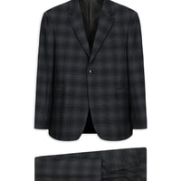 Koyu Antrasit Slim Fit Dar Kesim Ekose Klasik Takım Elbise