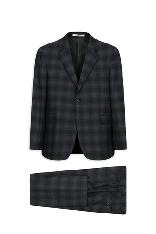  Koyu Antrasit Relaxed Fit Rahat Kesim Ekose Klasik Takım Elbise