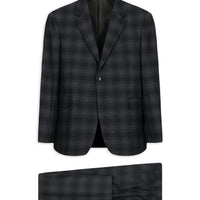 Koyu Antrasit 4 Drop Relaxed Fit Rahat Kesim Ekose Takım Elbise