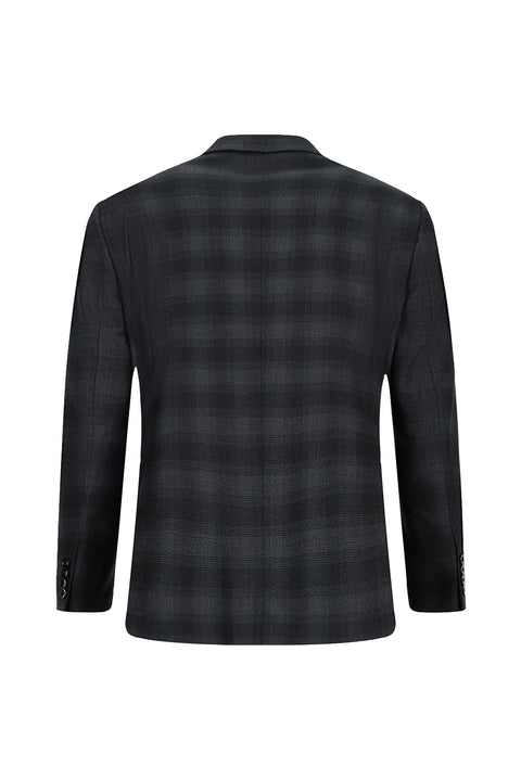 Koyu Antrasit 4 Drop Relaxed Fit Rahat Kesim Ekose Takım Elbise