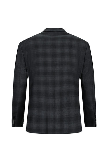 Koyu Antrasit Slim Fit Dar Kesim Ekose Klasik Takım Elbise