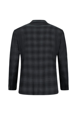  Koyu Antrasit Relaxed Fit Rahat Kesim Ekose Klasik Takım Elbise