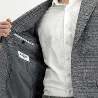 Orta Füme Regular Fit Beli Lastikli Desenli Yünlü Kombinli Takım Elbise