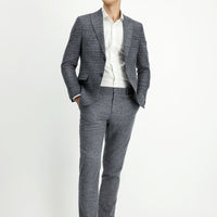 Orta Füme 6 Drop Regular Fit Standart Kesim Beli Lastikli Ekose Yünlü Kombinli Takım Elbise