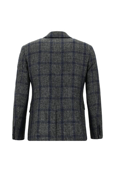  Koyu Füme Slim Fit Dar Kesim Yünlü Kombinli Yelekli Takım Elbise